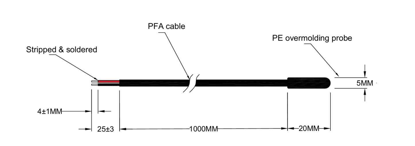NTC-Thermistor-Temperatursensor 10kΩ — Isoliertes Kabel