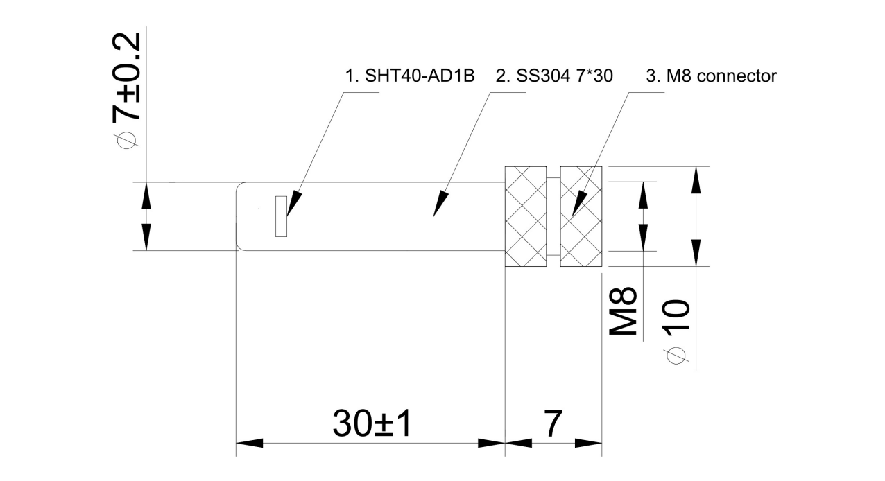 SHT40 Temperatur- und Luftfeuchtigkeitssensor mit M8-Steckverbinder