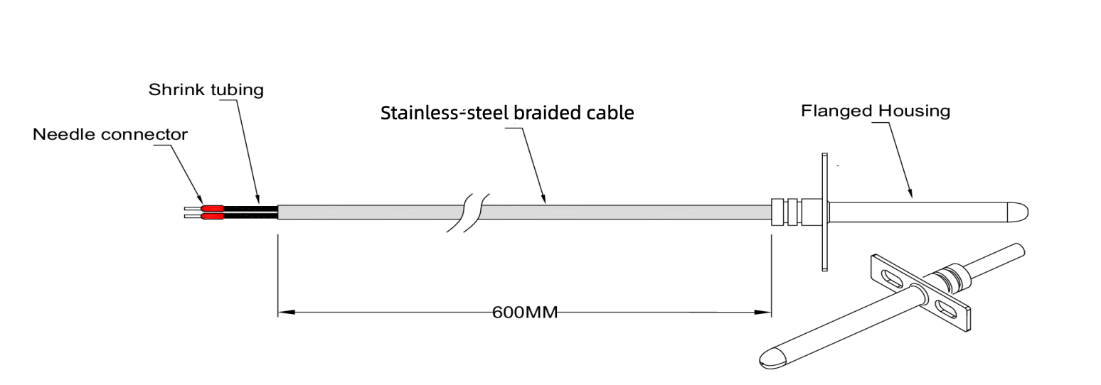 Kundenspezifischer PT1000 RTD Temperatursensor mit Flanschgehäuse