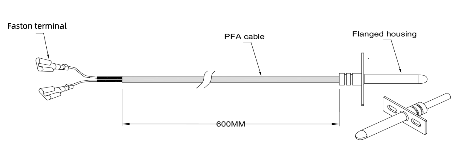 Hochtemperatur-PT1000-Sonde mit Flanschgehäuse