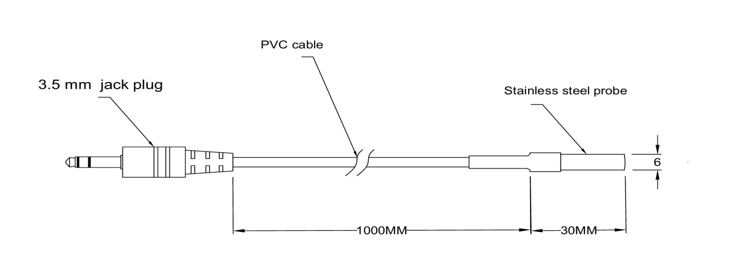 NTC-Thermistor-Temperatursensor 10kΩ — SS304-Gehäuse, 3.5mm-Klinkenanschluss