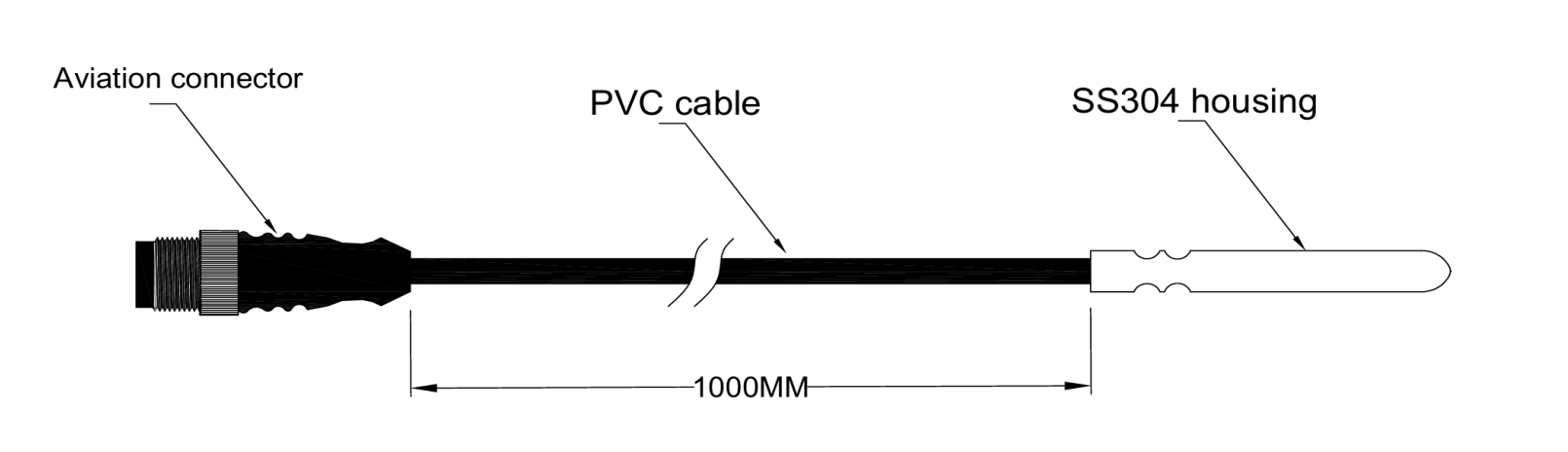 PT1000 Temperatursensor mit Luftfahrtstecker